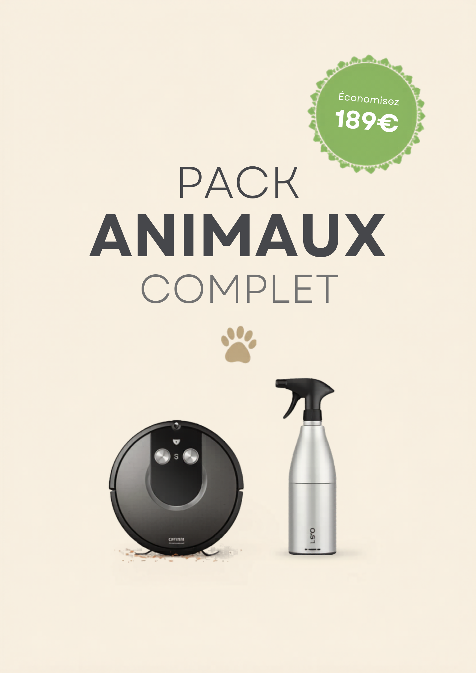 PACK ANIMAUX COMPLET — Robot UV + Nettoyeur Tissu NEXABOT