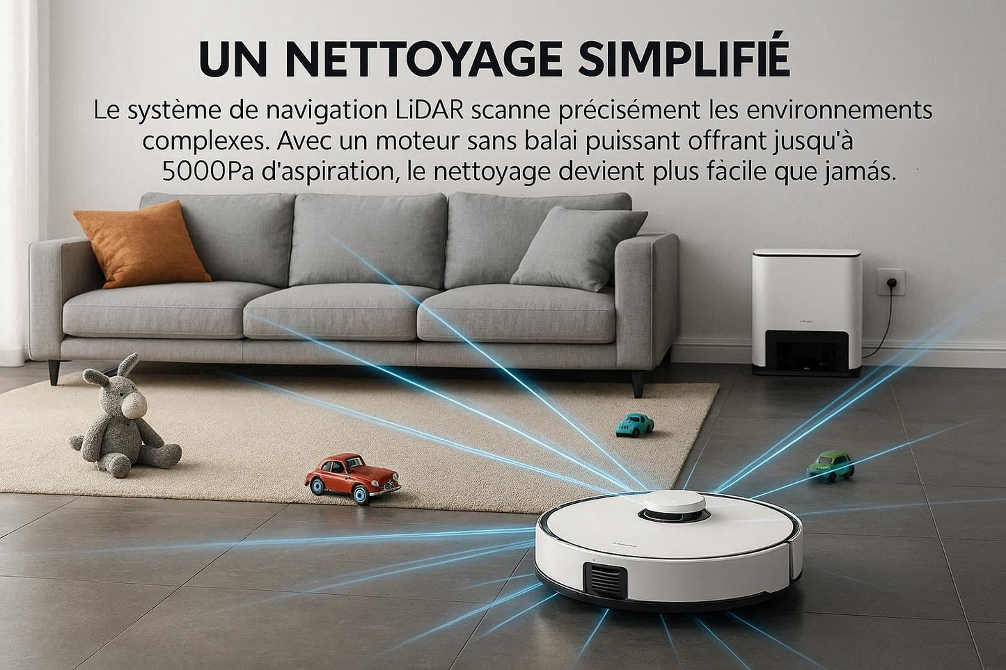 ILIFE A30 PRO — Station Auto-Vidage 60 Jours | 5 000 Pa, 180 min, Aspiration & Lavage