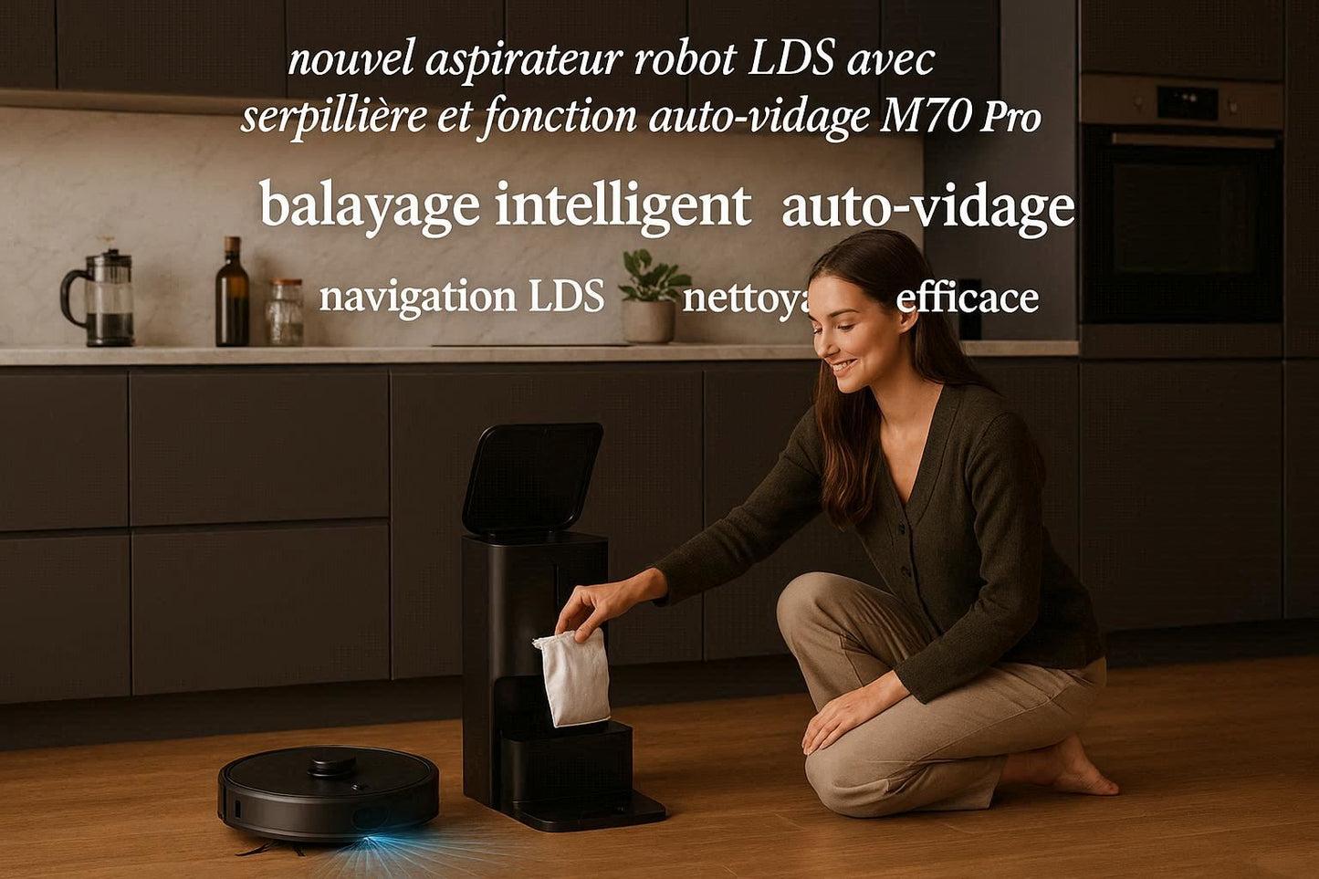 Liectroux M70 Pro — 6 500 Pa + Station Auto-Vidage | LDS Laser, 175 min, Lavage & Aspiration