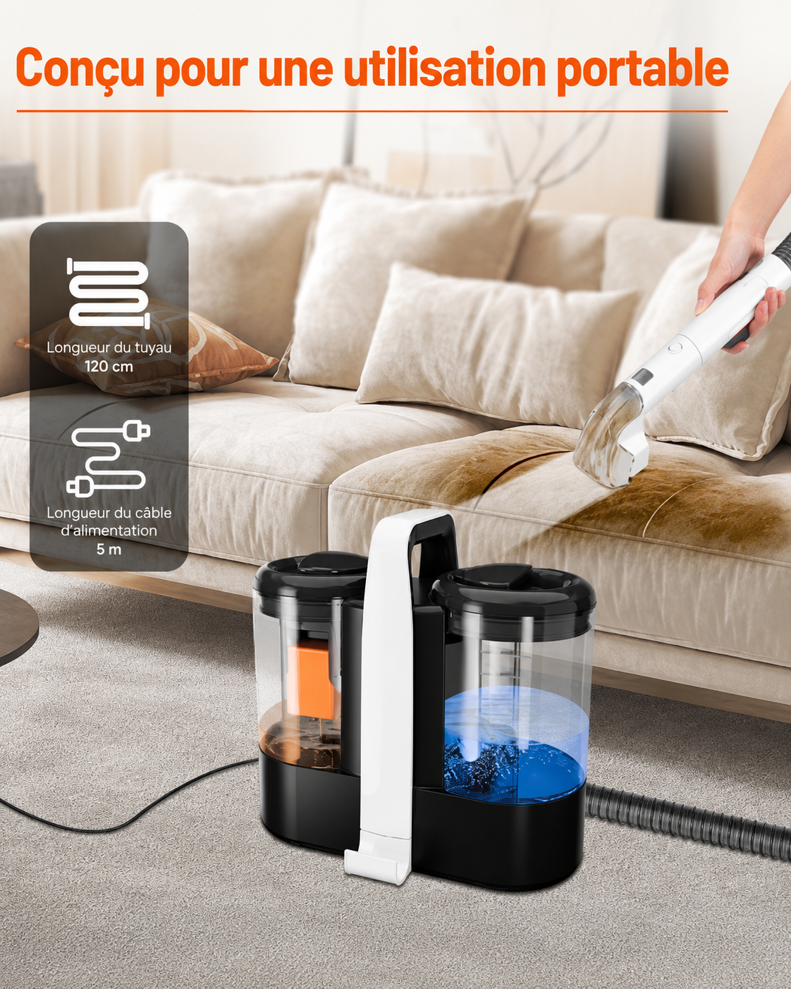 OMESER W07 — Nettoyeur Moquette & Tissu, 600W