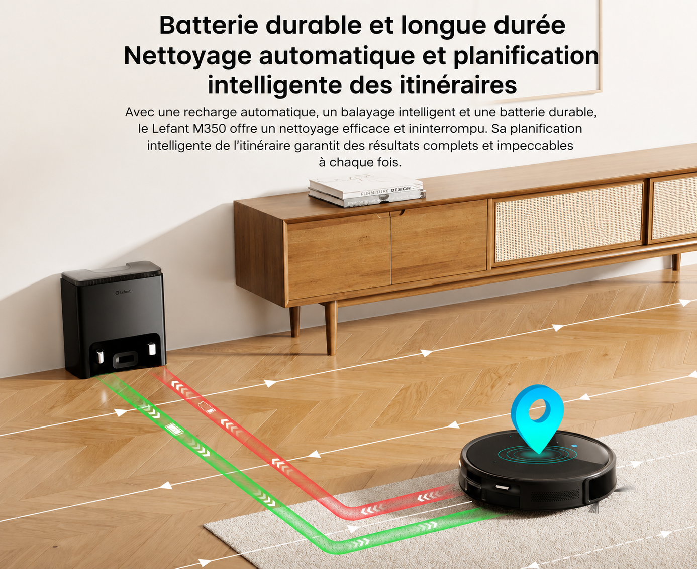 LEFANT M350 — Aspirateur + Station, 6 000 Pa