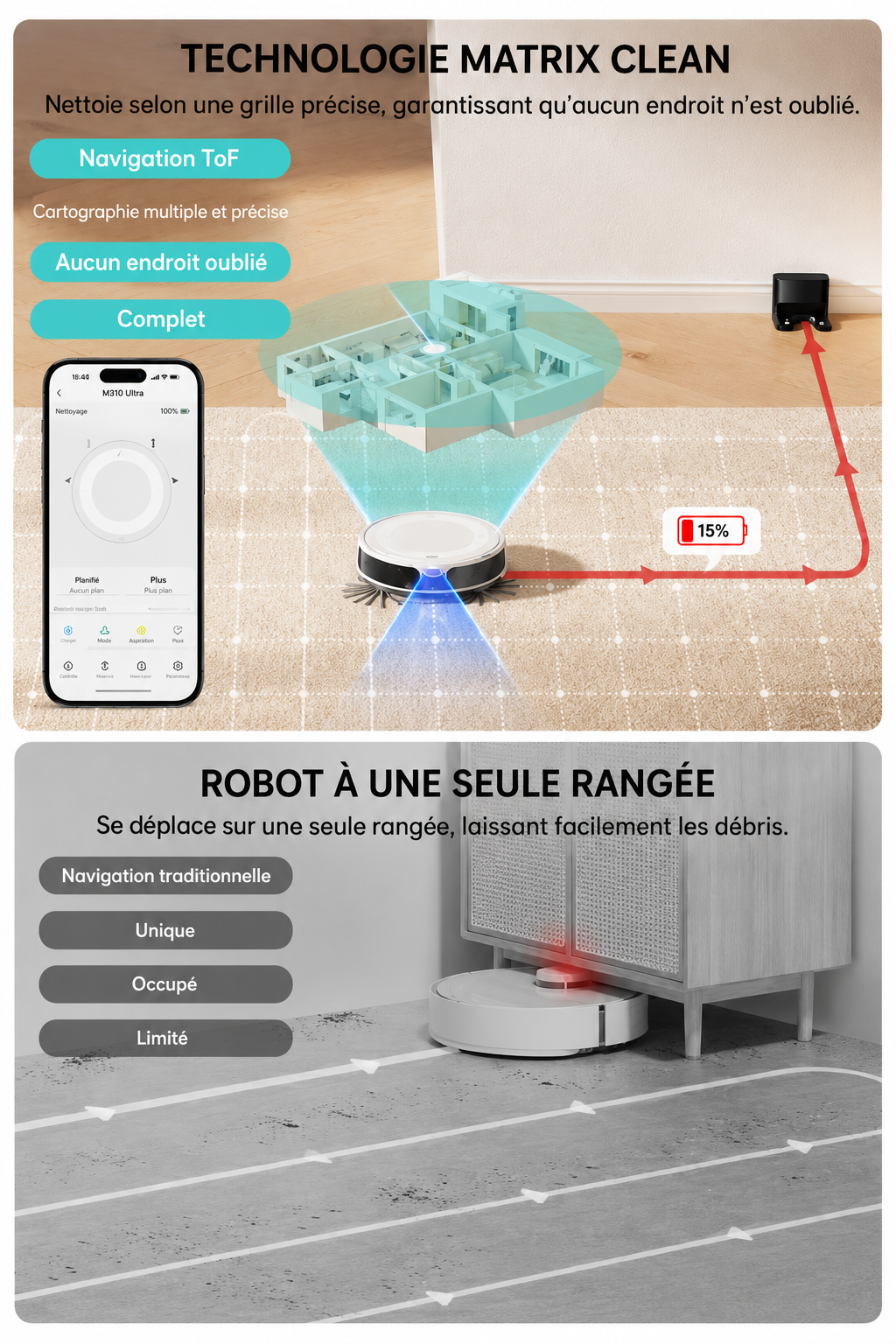 LEFANT M310 Ultra — Robot 3-en-1, 6 000 Pa