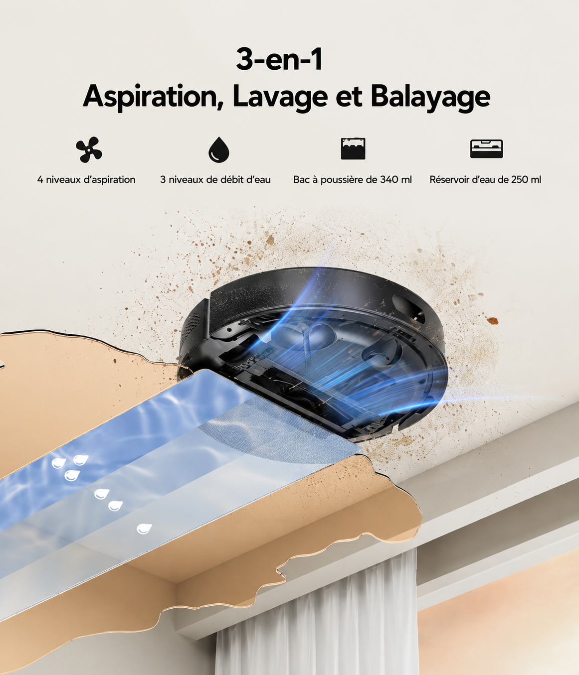 Lubluelu SL60D — Aspirateur-Laveur 5 000 Pa + Station